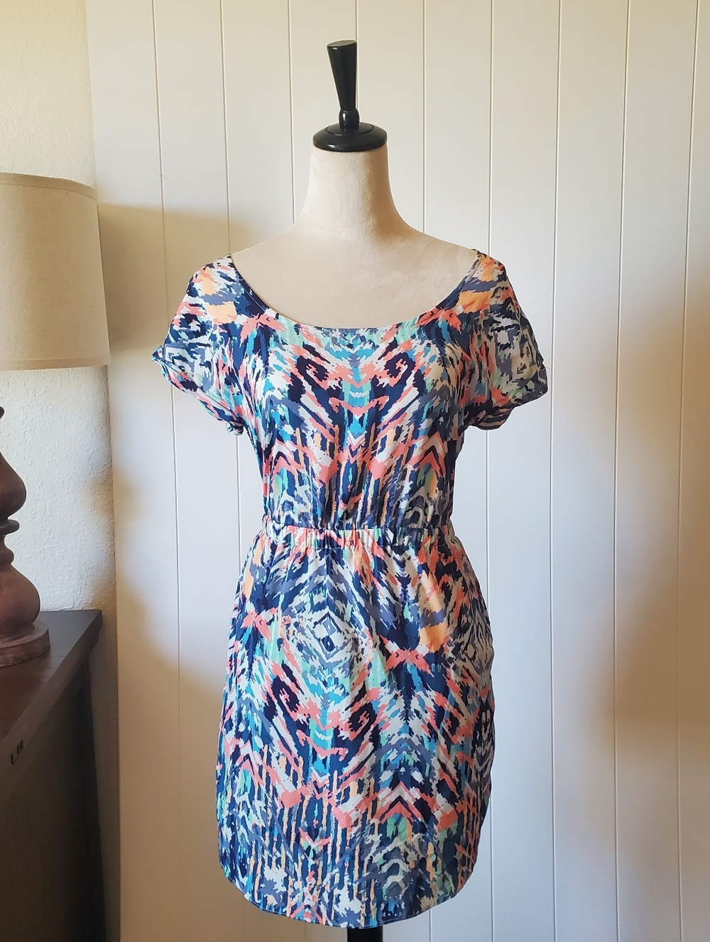 American Eagle Outfitters Navy and Pink Mini Dress